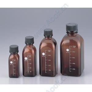 ねじ口瓶角型茶　黒キャップ付　２５０ｍｌ [2-079-02]
