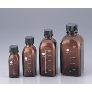 ねじ口瓶角型茶　黒キャップ付１０００ｍｌ [2-079-04]