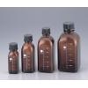ねじ口瓶角型茶　黒キャップ付１０００ｍｌ [2-079-04]